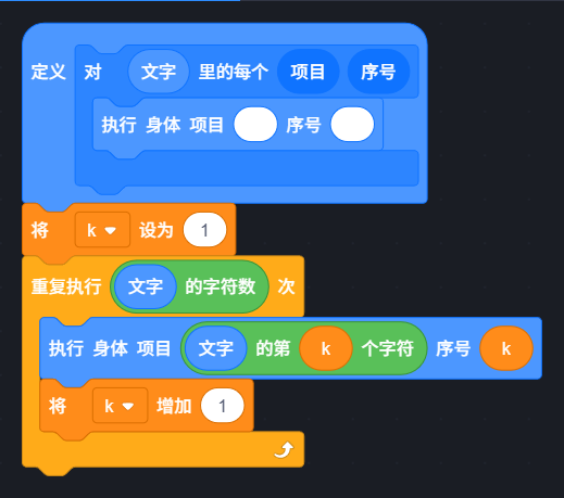 定义:每一轮把第 k 个字和 k 交给身体