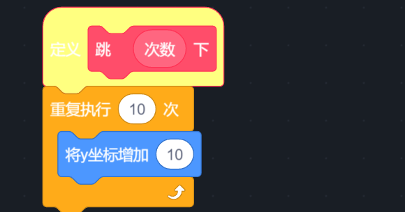 跳过去的一瞬间，定义块是黄的